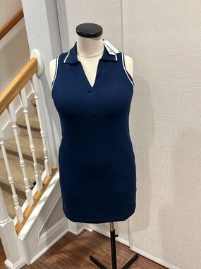 SPANX Navy Sleeveless Polo dress /White Trim
